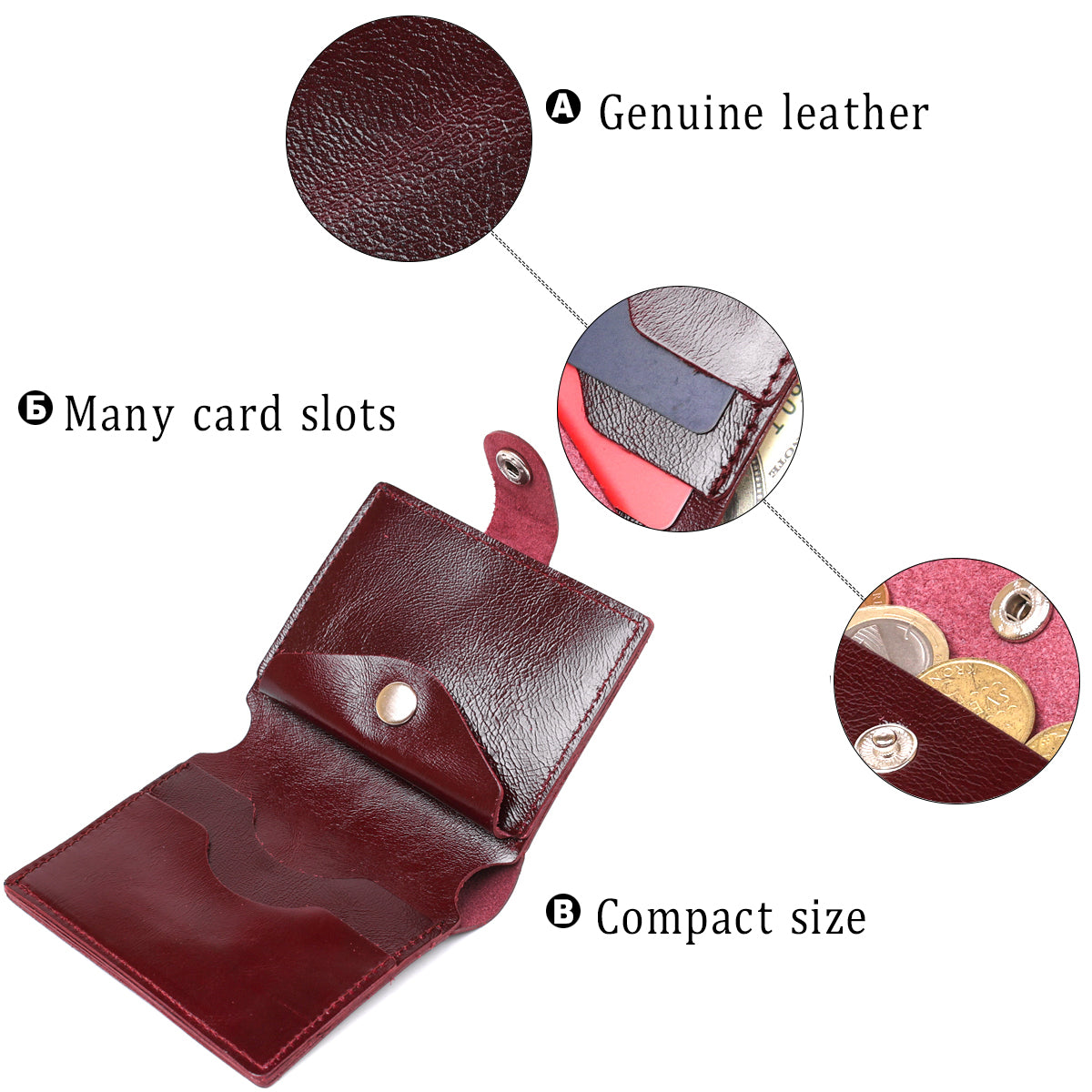 Glossy Leather Women's Wallet SHVIGEL 16484 Burgundy Natural Leather Made in Ukraine