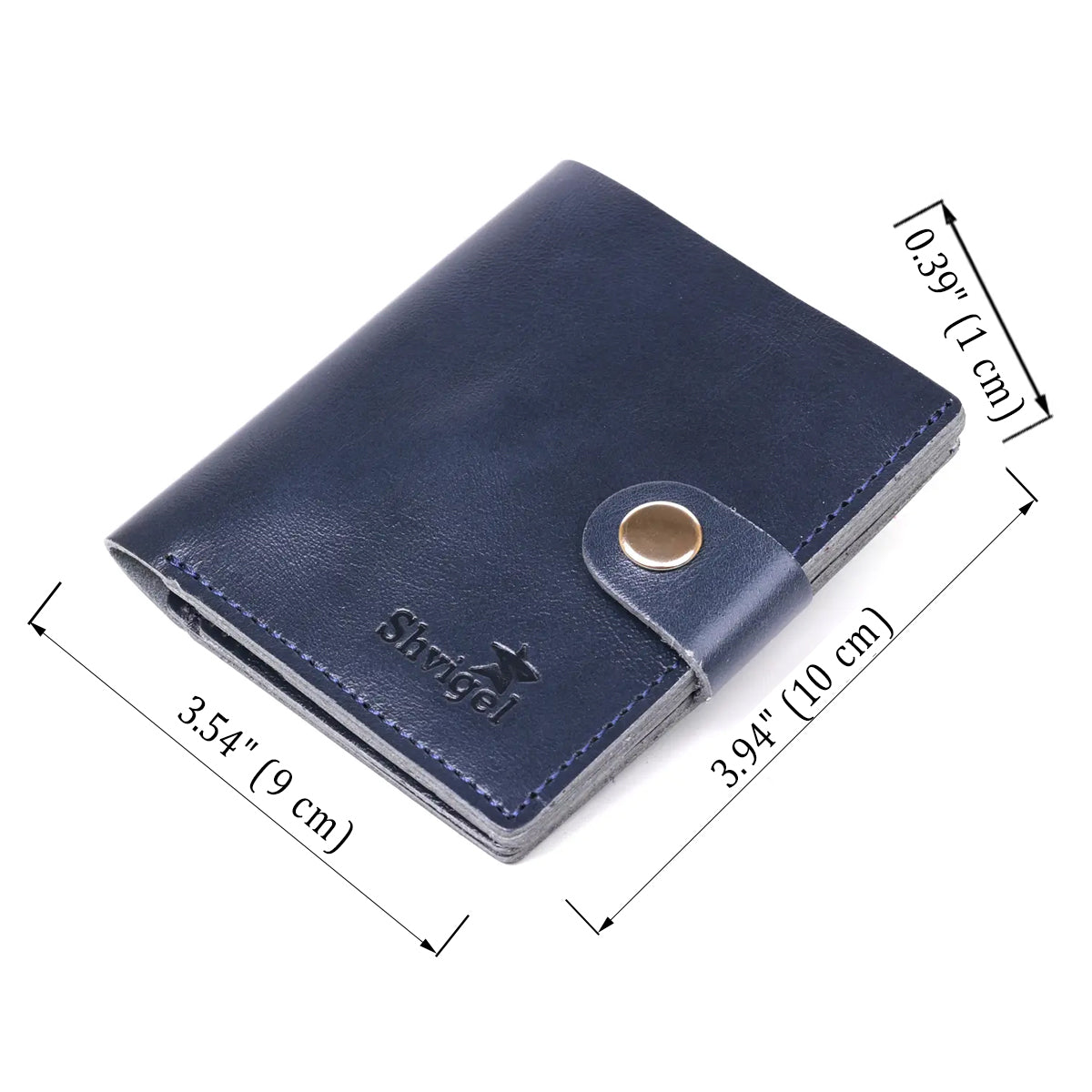 Compact Stylish Wallet SHVIGEL 16486 Blue - Genuine Leather, Made in Ukraine