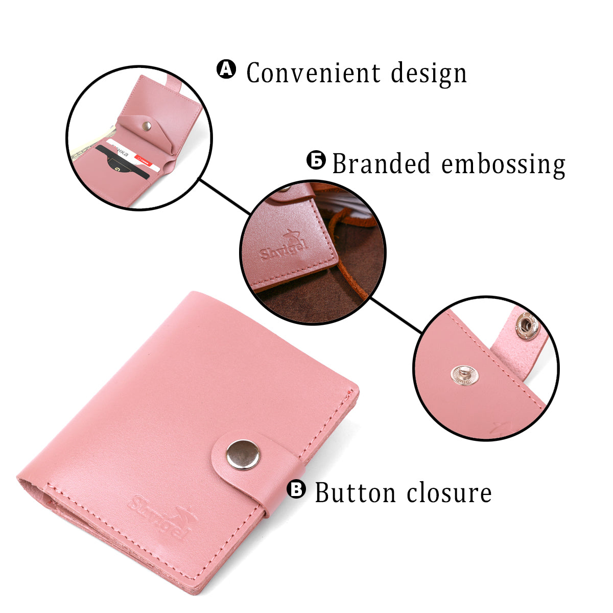 Compact Women's Wallet SHVIGEL 16488 Genuine Leather Pink with Stylish Design