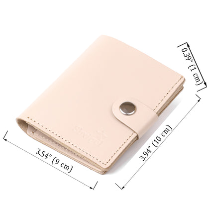 Compact Leather Wallet SHVIGEL 16489 Beige Natural Leather Handmade in Ukraine