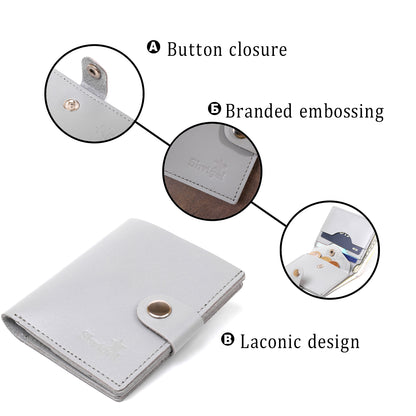 Compact Fashionable Wallet SHVIGEL 16493 Gray Genuine Leather from Ukraine