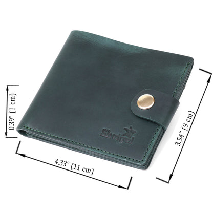 Fashionable Vintage Wallet SHVIGEL 16498 Green Genuine Leather, Ukraine Made