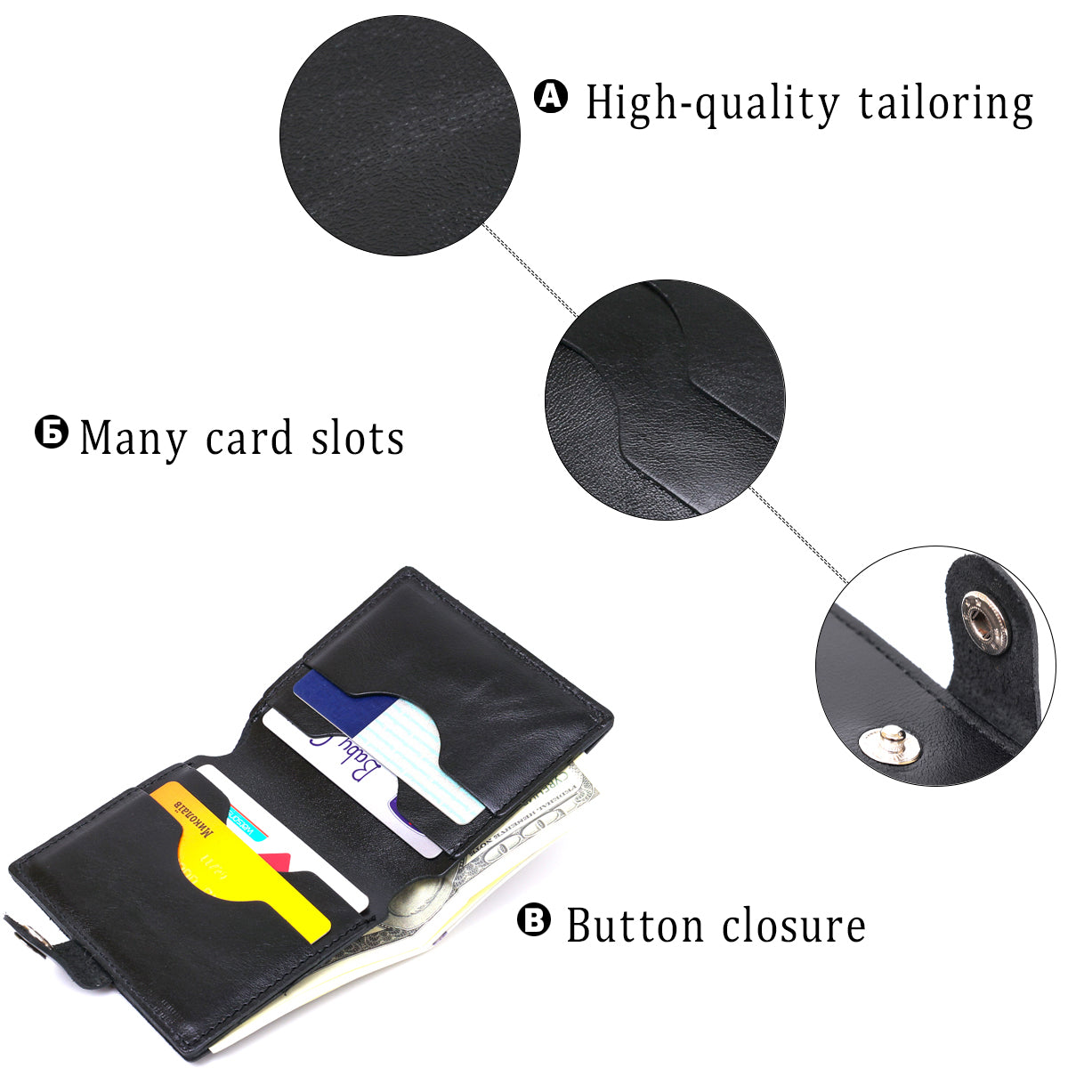 Men's Practical Wallet SHVIGEL 16502 Black Genuine Leather Ukrainian Craftsmanship