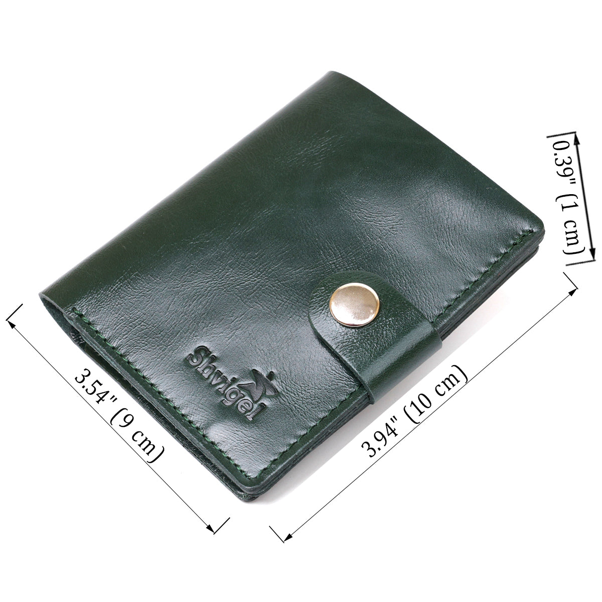Practical SHVIGEL Leather Wallet 16504 Green - Natural Leather, Made in Ukraine