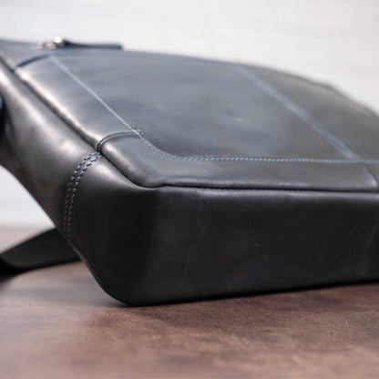 Men's Leather Shoulder Business Bag SHVIGEL 11246 Black Genuine Leather Durable Design