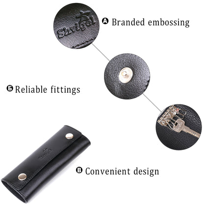 Stylish Leather Key Holder SHVIGEL 16529 Black Natural Leather for Keys