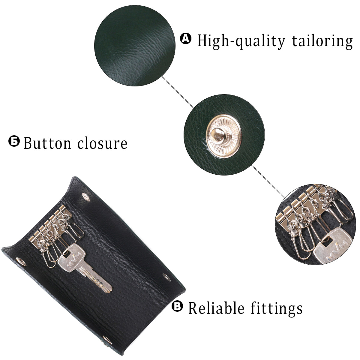 Modern Leather Key Holder SHVIGEL 16531 Green Natural Leather for Keys