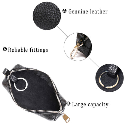 Unisex Leather Key Holder SHVIGEL 16536 Black Made from Natural Leather for Keys