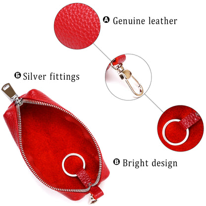 Leather Women's Key Holder SHVIGEL 16537 Red Natural Leather for Keys