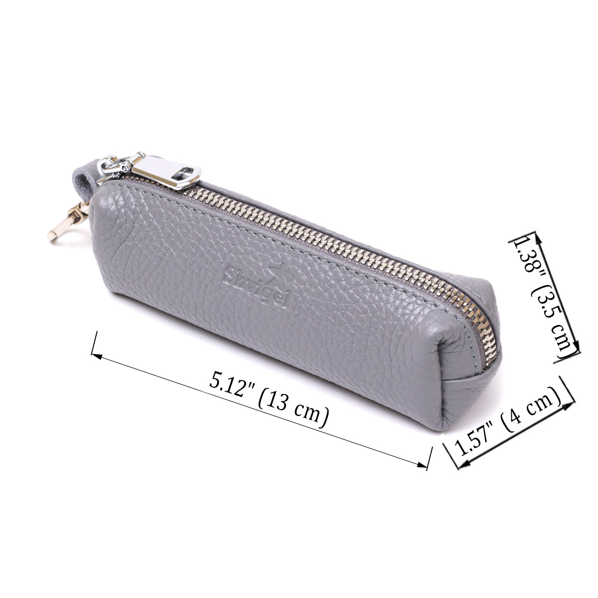 Fashionable Leather Keychain SHVIGEL 16543 Gray Natural Leather, Key Holder