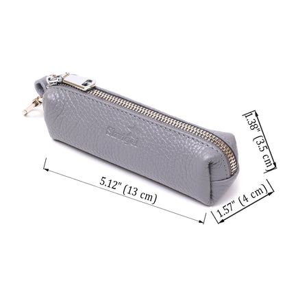 Fashionable Leather Keychain SHVIGEL 16543 Gray Natural Leather, Key Holder