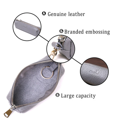 Fashionable Leather Keychain SHVIGEL 16543 Gray Natural Leather, Key Holder