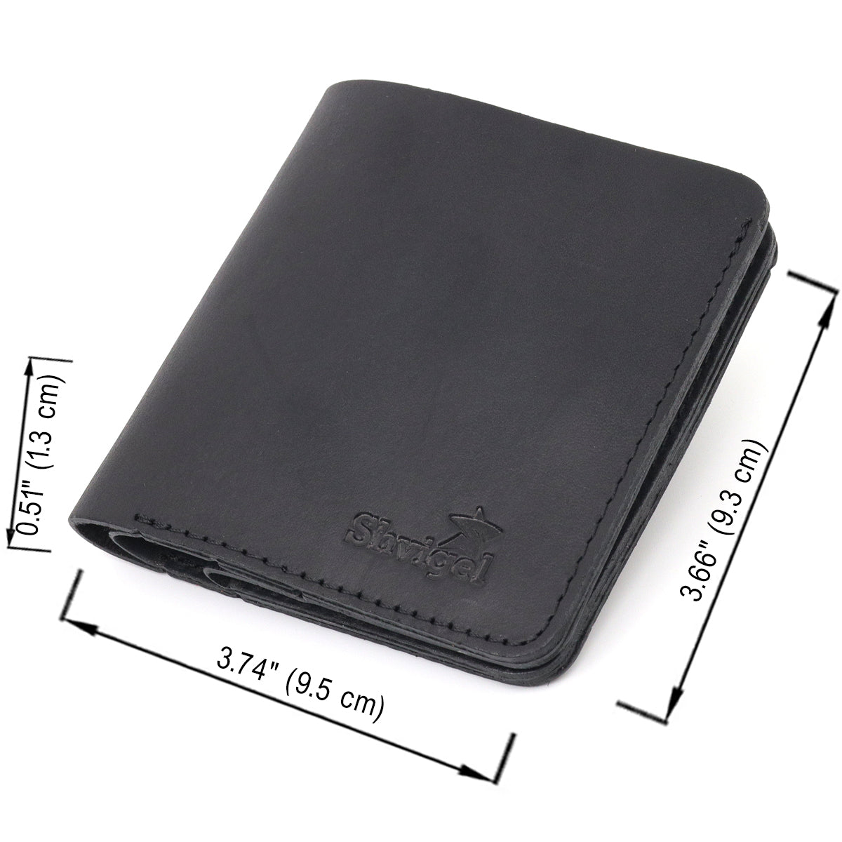 Matte Men's Wallet Natural Leather SHVIGEL 16600 Black Durable Design
