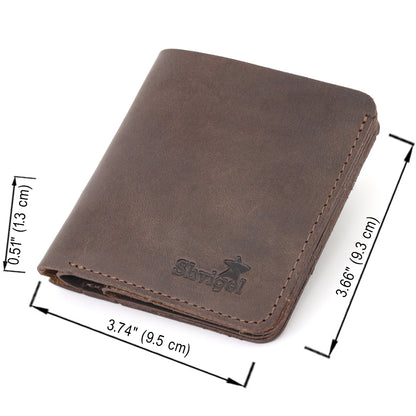 Vintage Leather Wallet SHVIGEL 16601 Brown Natural Leather Handmade Design