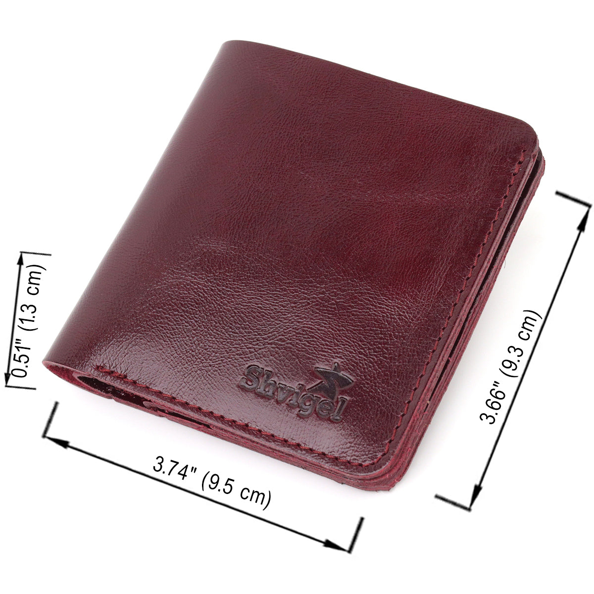 Women's Glossy Leather Wallet SHVIGEL 16609 Cherry Red Natural Leather