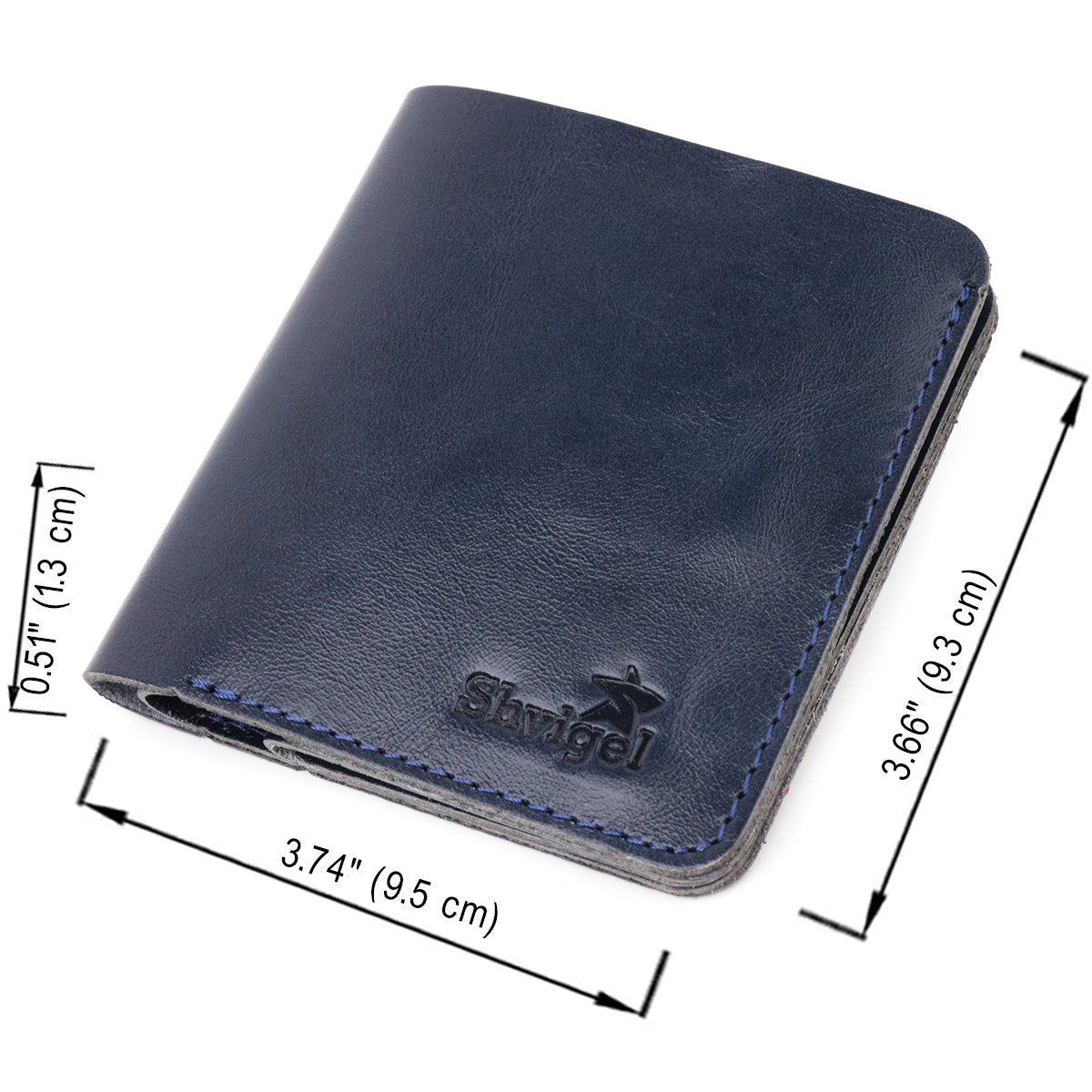 Comfortable Leather Wallet SHVIGEL 16611 Blue - Natural Leather, Ukrainian Design