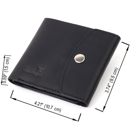 Matte Leather Men's Wallet SHVIGEL 16612 Black Made in Ukraine Genuine Leather