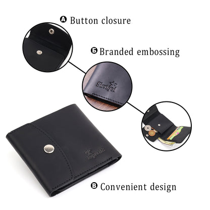 Matte Leather Men's Wallet SHVIGEL 16612 Black Made in Ukraine Genuine Leather