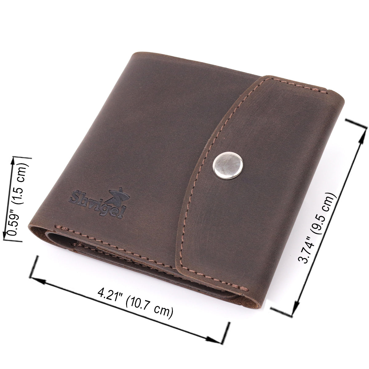 Vintage Leather Wallet SHVIGEL 16613 Brown Handmade from Natural Leather
