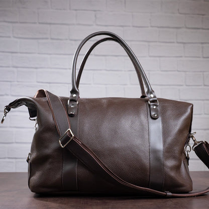Travel Bag SHVIGEL 00879 Brown Genuine Leather Durable Stylish Design