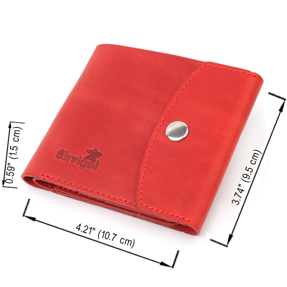 Vintage Leather Wallet for Women by SHVIGEL 16614 in Red - Handmade in Ukraine