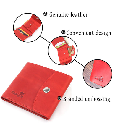 Vintage Leather Wallet for Women by SHVIGEL 16614 in Red - Handmade in Ukraine