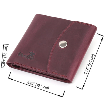 Leather Matte Wallet SHVIGEL 16616 Burgundy Natural Leather Made in Ukraine