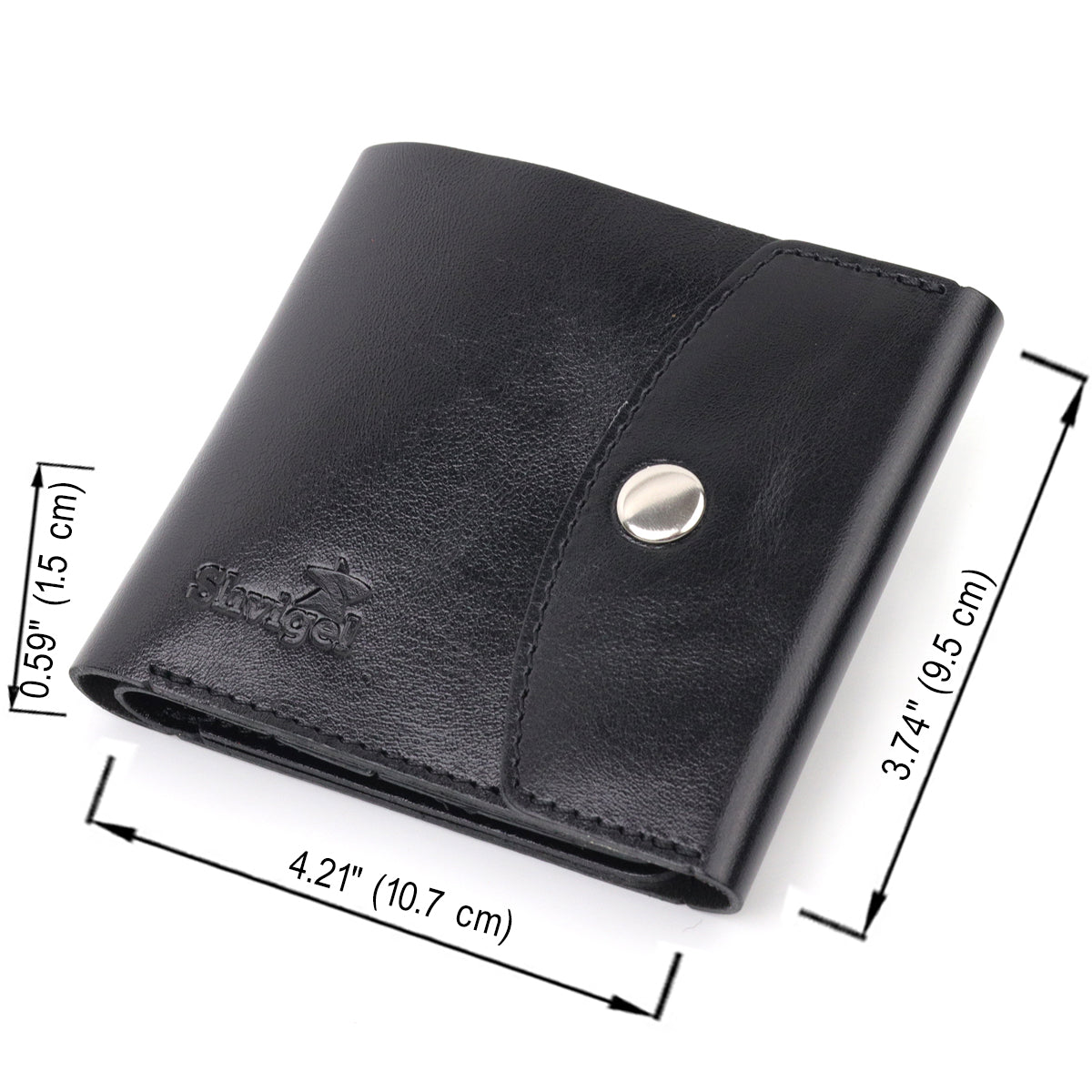 Men's Glossy Leather Wallet SHVIGEL 16617 Black Natural Leather Handmade