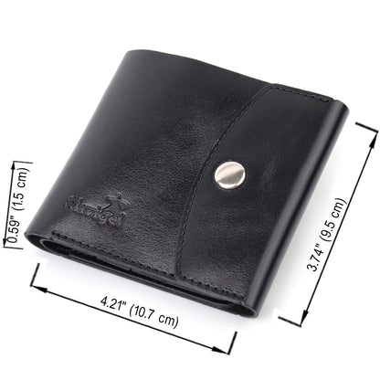 Men's Glossy Leather Wallet SHVIGEL 16617 Black Natural Leather Handmade