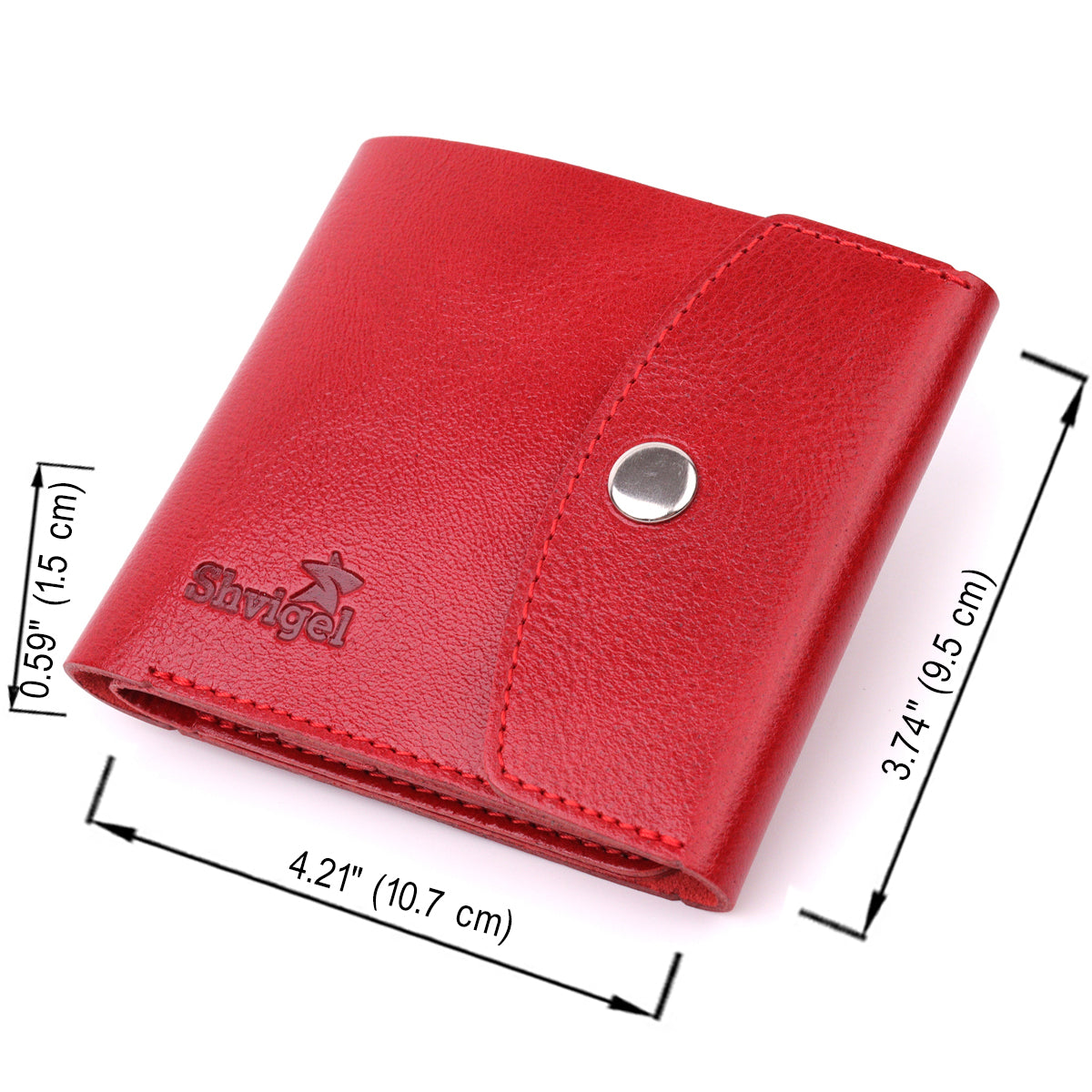 Leather Wallet for Women SHVIGEL 16618 Red Compact Design, Genuine Leather Material