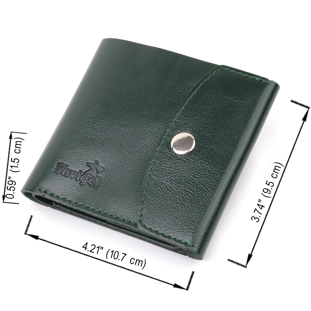 Universal Leather Wallet SHVIGEL 16619 Green Made in Ukraine, Genuine Leather