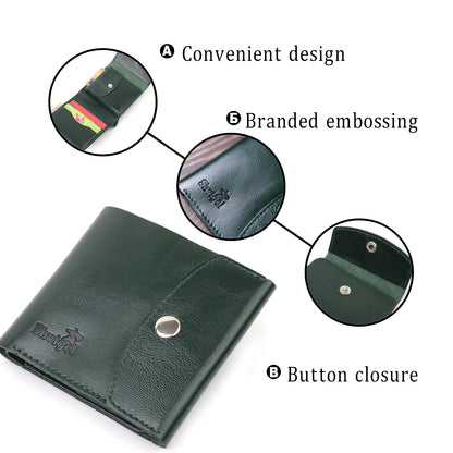 Universal Leather Wallet SHVIGEL 16619 Green Made in Ukraine, Genuine Leather