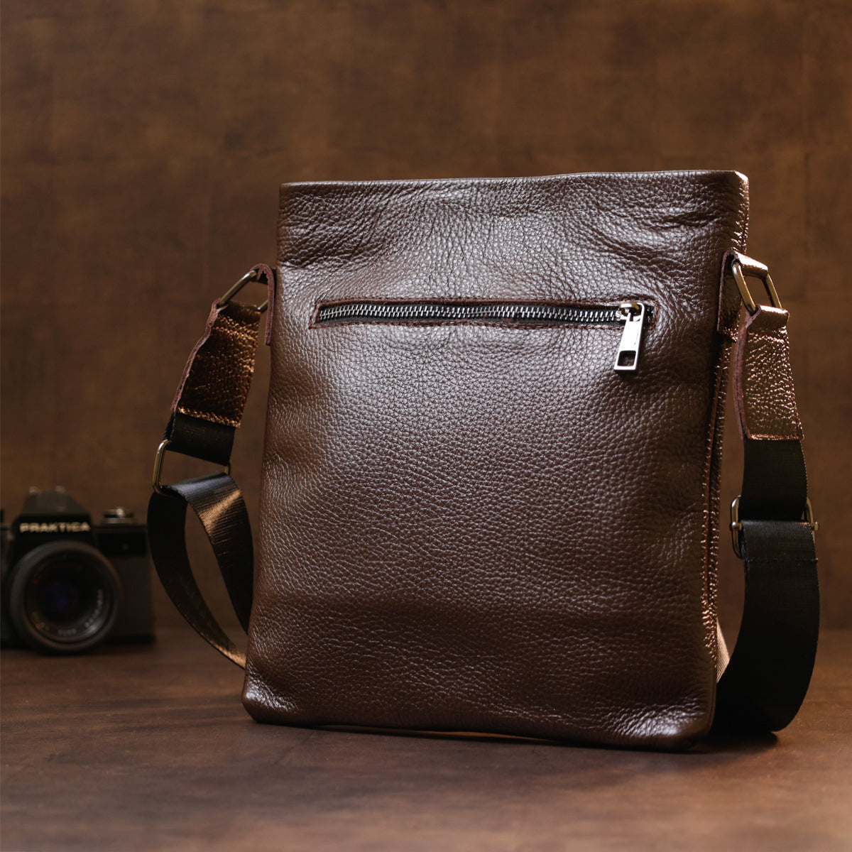 Leather Shoulder Bag SHVIGEL 11601 Brown Natural Leather Stylish Design