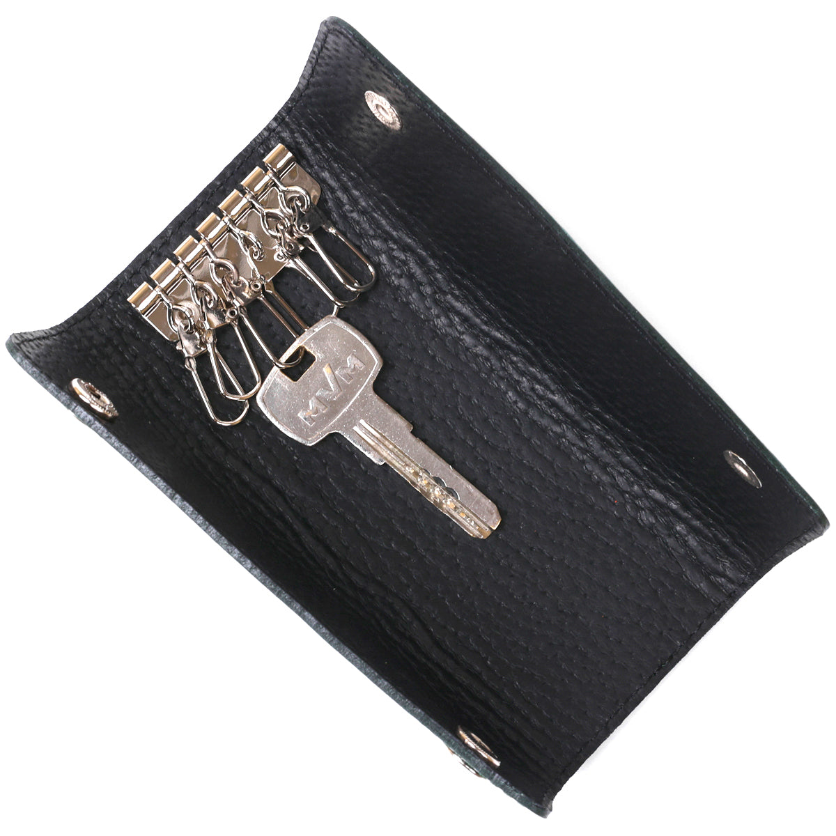 Modern Leather Key Holder SHVIGEL 16531 Green Natural Leather for Keys