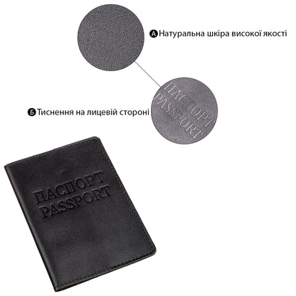 Leather Passport Cover SHVIGEL 13977 Black Made from Natural Leather for Passport Use