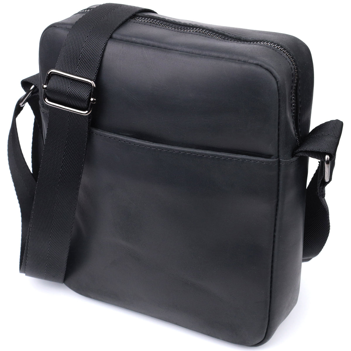 Men's Matte Leather Crossbody Bag SHVIGEL 22848 Black - Genuine Leather Design