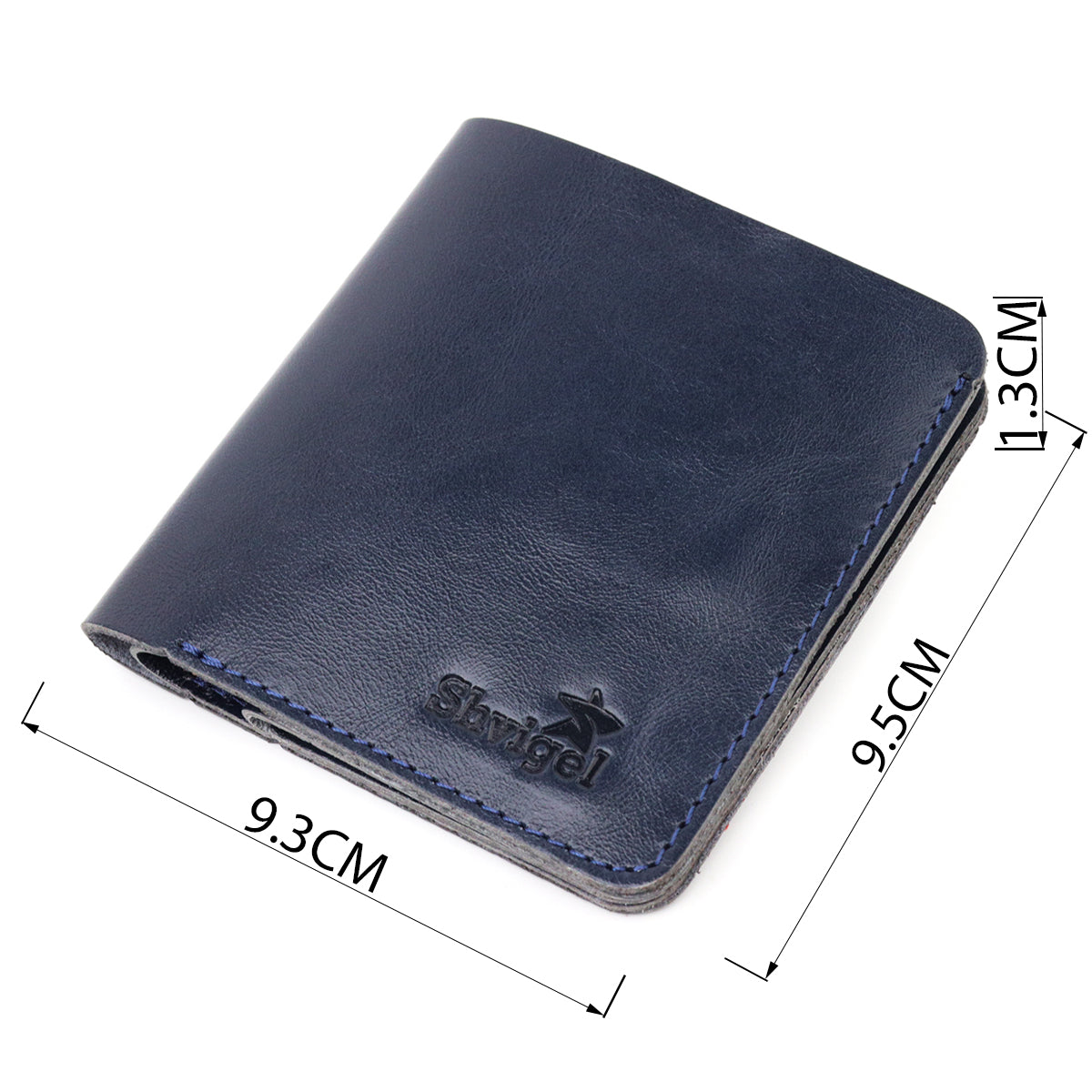 Comfortable Leather Wallet SHVIGEL 16611 Blue - Natural Leather, Ukrainian Design