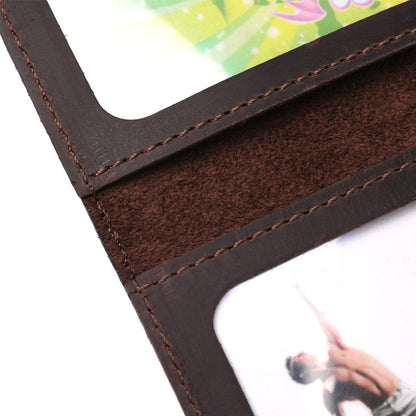 Leather Driver's License and ID Holder SHVIGEL 13964 Dark Brown Natural Leather, Made in Ukraine