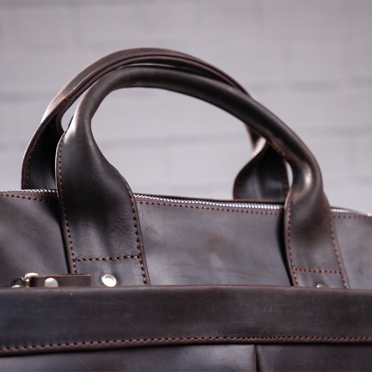 Leather Laptop Bag SHVIGEL 11020 Brown Natural Leather Handmade in Ukraine