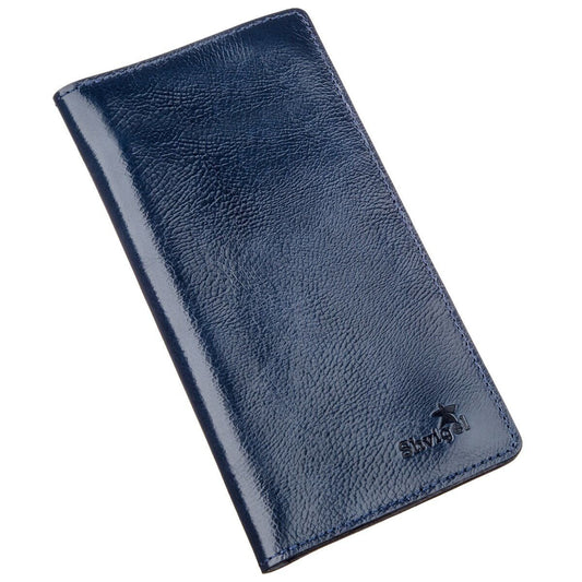 Unisex Leather Wallet with Snap Closure by SHVIGEL, Model 16192, Blue - Made in Ukraine