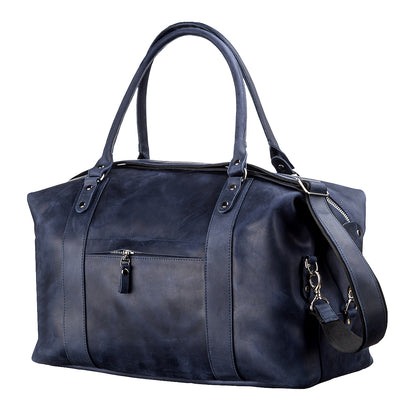 Travel Bag SHVIGEL 11127 Blue Natural Leather Ukrainian Craftsmanship