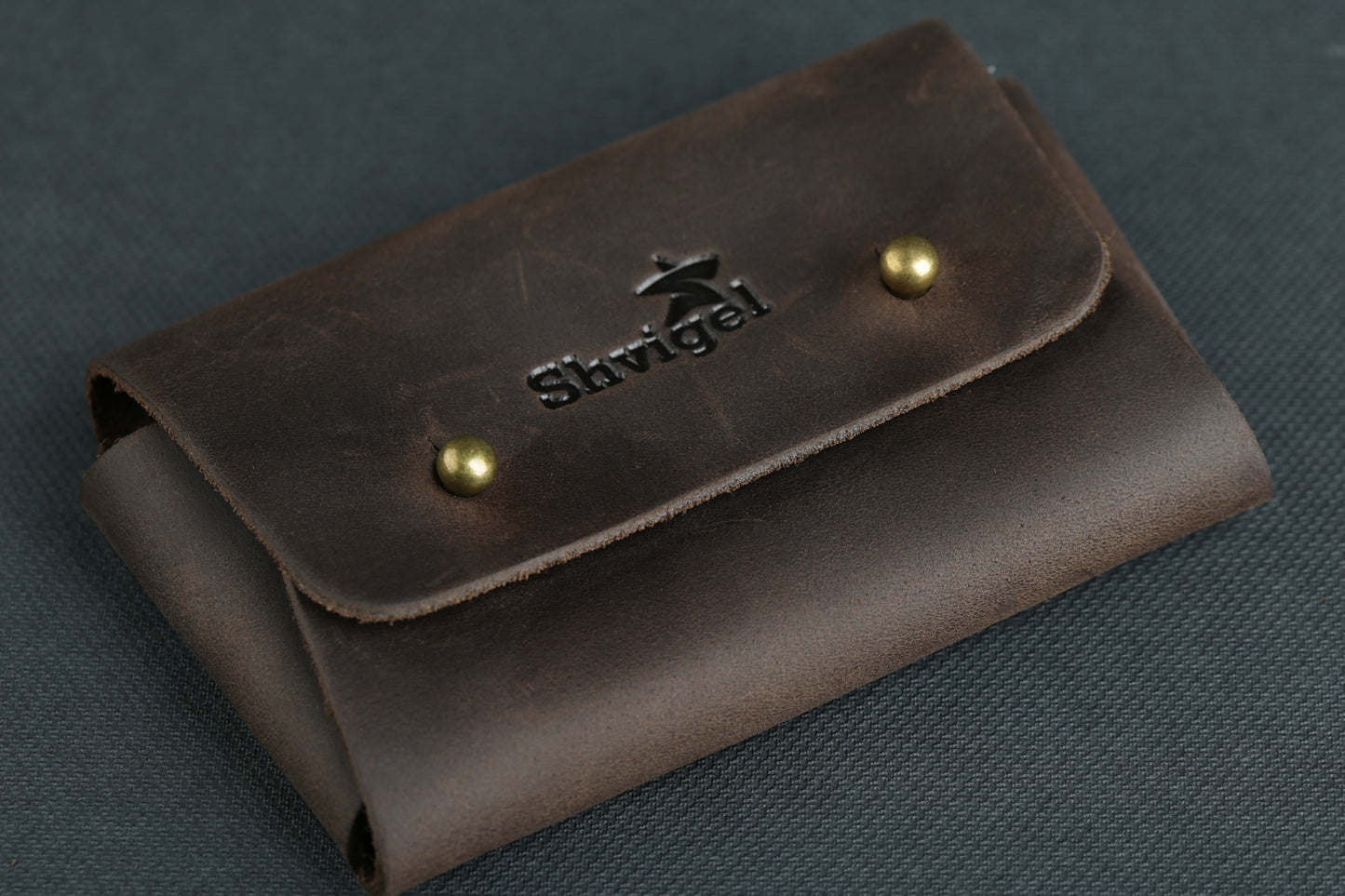 Business Card Holder SHVIGEL 16160 Brown Genuine Leather for Business Cards