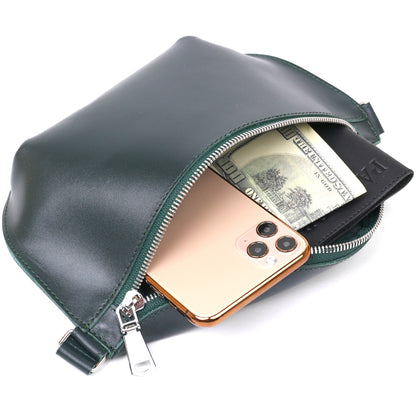 Leather Belt Bag by SHVIGEL 16390 in Green – High-Quality Genuine Leather, Made in Ukraine