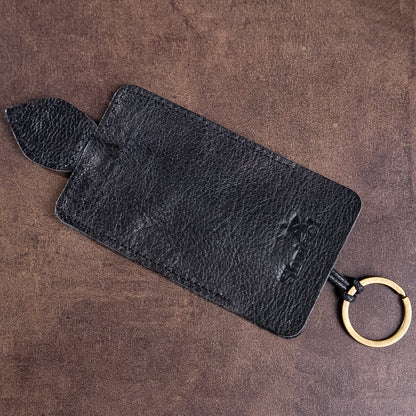 Leather Key Holder SHVIGEL 15308 Black Natural Leather Minimalist Design