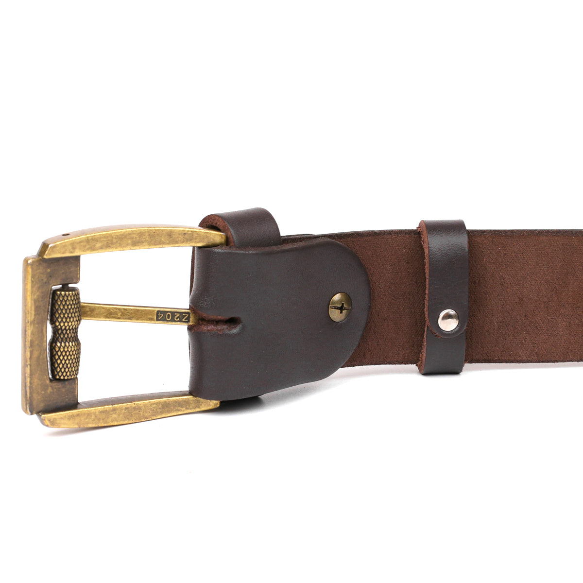 Men's Leather Belt by SHVIGEL 00023 Brown - Genuine Leather from Ukraine