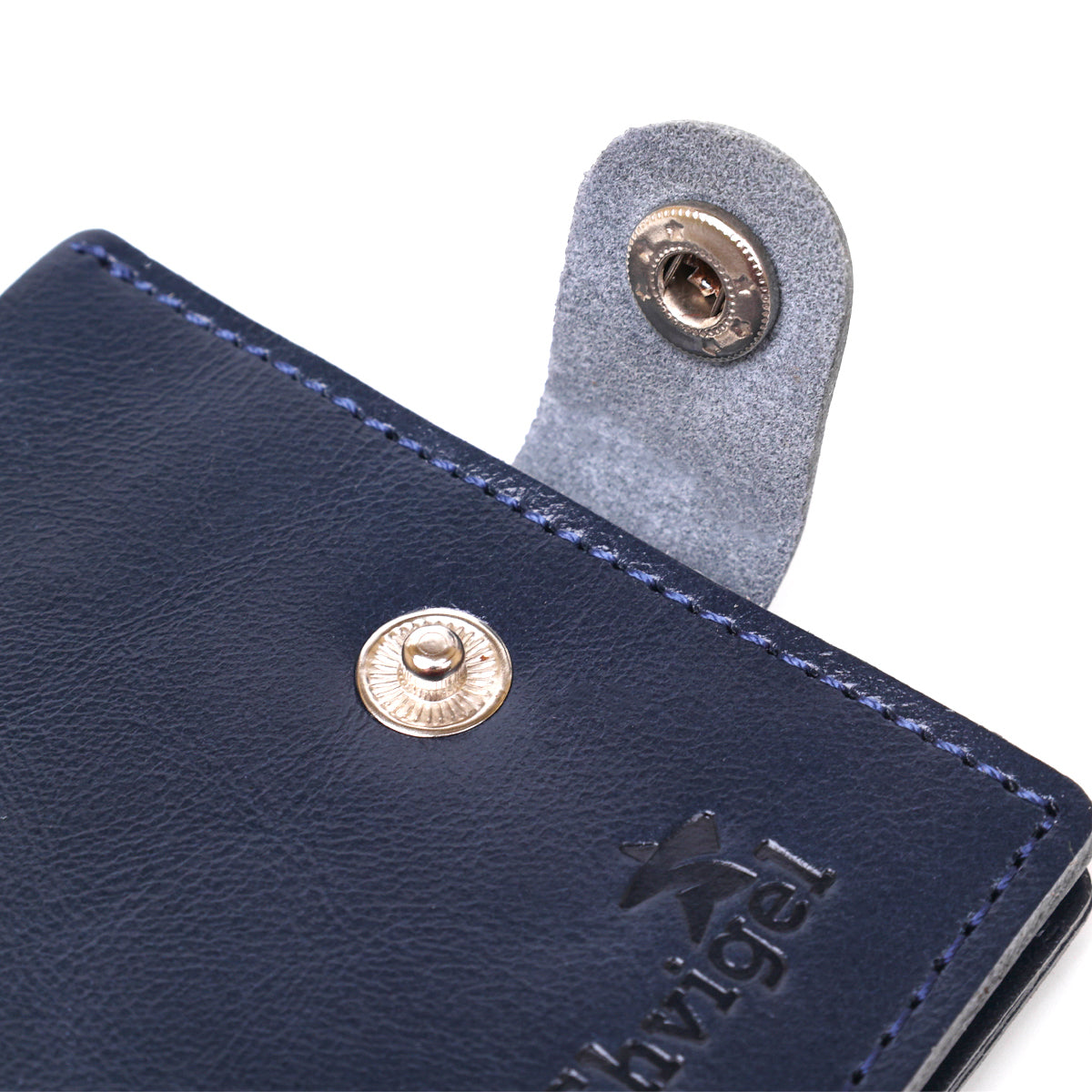 Compact Blue Leather Wallet for Men - SHVIGEL Art. 16465, Natural Leather, Made in Ukraine