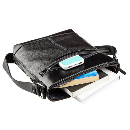 Men's Multifunctional Bag SHVIGEL 11181 Black Genuine Leather from Ukraine