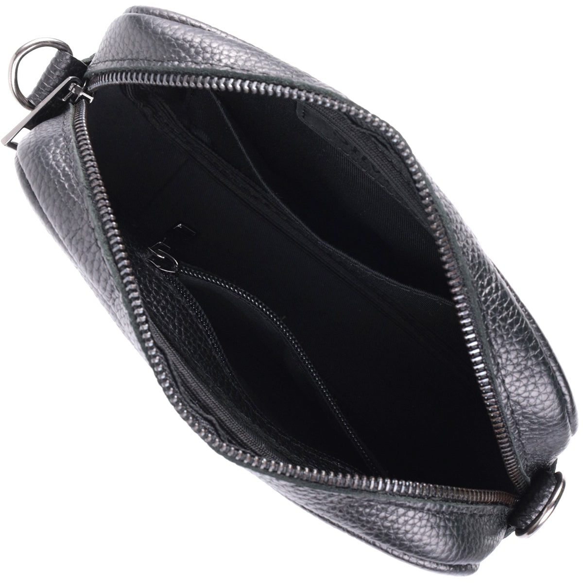 Classic Crossbody Bag Made of Grain Leather by SHVIGEL 22842 - Black Color, Premium Quality