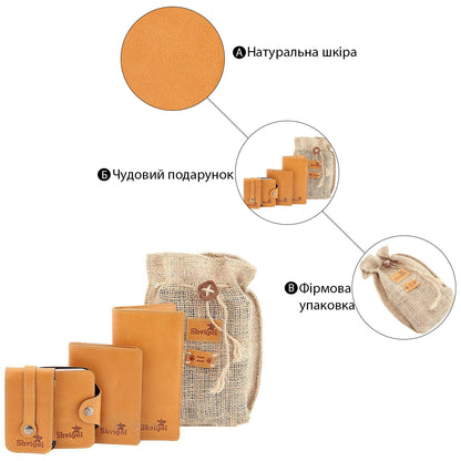 Handmade Leather Accessory Set by SHVIGEL, Item 10076, Natural Leather, Ukraine