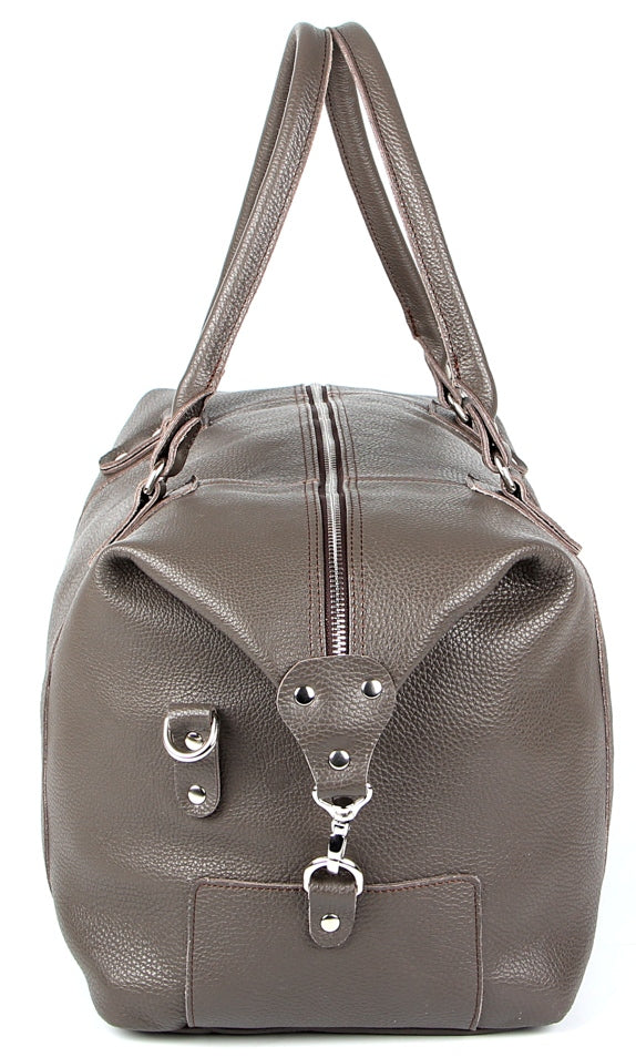 Travel Bag SHVIGEL 00889 Gray Genuine Leather Made in Ukraine